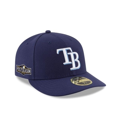 Blue Tampa Bay Rays Hat - New Era MLB Postseason Side Patch Low Profile 59FIFTY Fitted Caps USA4016293